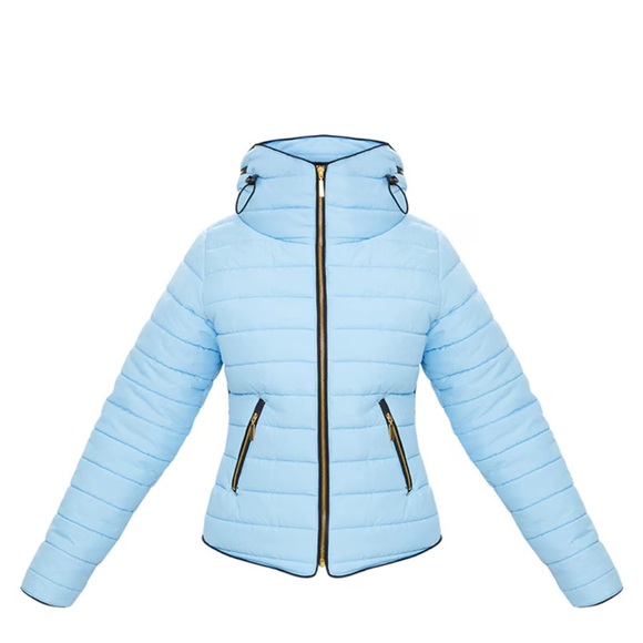 Prettylittlething MARA BABY BLUE PUFFER JACKET - Picture 4 of 8